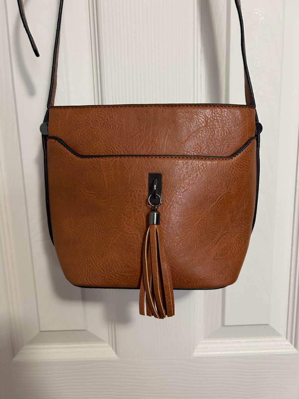Classic Tan Crossbody Bag with Tassel